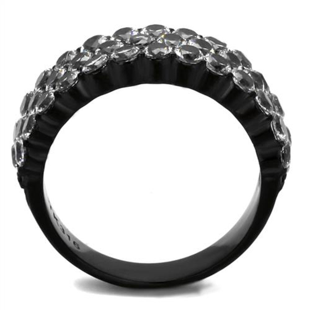 ARTK2277 Stainless Steel 2.4 Ct Zirconia Black Ion Plated Fashion Ring Women's Sz 5-10